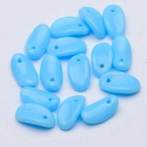 Vintage German Glass Beads Light Blue Petal 10x6mm 15pcs 10228010 - Picture 1 of 1