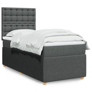 Boxspringbett mit Matratze Dunkelgrau 80x200 cm Stoff - Bild 1 von 11