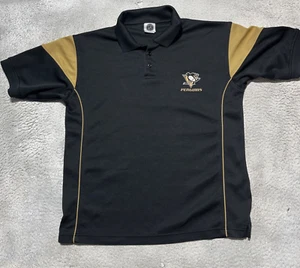 Pittsburgh Penguins Hockey Shirt Performance Polo Mens Medium Black Embroidered - Picture 1 of 9