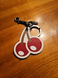 COACH LEATHER CHERRY CHARM KEY FOB KEYRING KEYCHAIN 56754 - Picture 1 of 6