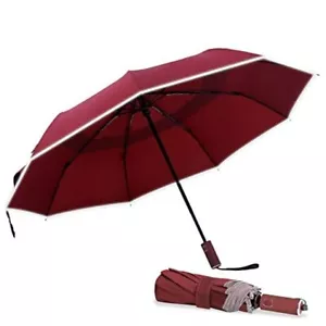 Windproof Travel Umbrella, Strong Compact Folding Umbrella with Double Red - Picture 1 of 7