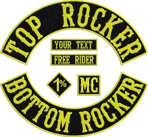 SET:Bottom,Top Rocker 2x2Tags, Embroidered Patch, Custom Embroidered, Custom ... - Picture 1 of 1