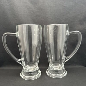 Fidenza Beer Glass Mugs 0.4L Italy Clear Vintage 7 1/8" Dia. Set Of 2 - Picture 1 of 5