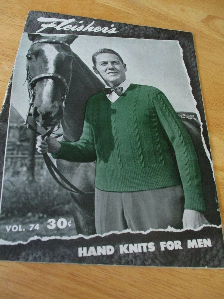 Fleisher's #74 c.1946 Hand Knitting Vintage Fashion Sweater Patterns for Men - Image 1 of 4