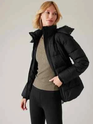 Athleta XS Downtown Puffer Jacket, Black Warm Active Down Coat NWT NEW - Image 1 of 4