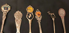 Collectible USA & Worldwide Set of 6 Small Souvenir Spoons Silver Plate & Pewter