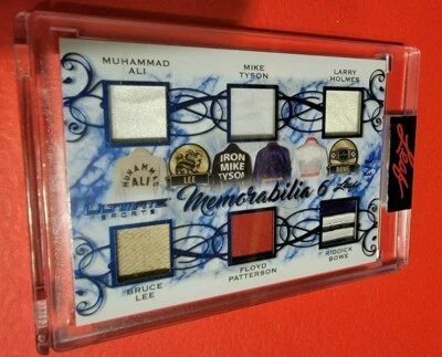 BRUCE LEE MUHAMMAD ALI MIKE TYSON HOLMES PATTERSON BOWE JERSEY CARD #d3/3 LEAF - Image 1 of 2