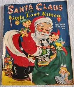 Santa Clause and the Little Lost Kitten Christmas children's book flocked 1952 - Bild 1 von 8