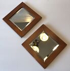 2 Vintage Wood Framed Small Diamond Square Beveled  Accent Mirrors