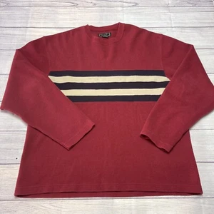 ABERCROMBIE AND FITCH Sweater Men's L Pullover Crewneck Red Stripe Sweatshirt - Picture 1 of 6