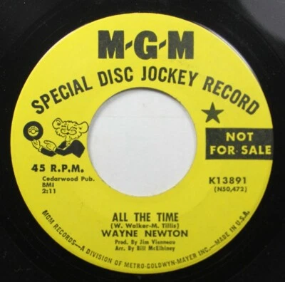 Pop Promo Nm! 45 Wayne Newton - All The Time / Like Everything Else On M-G-M - Image 1 of 2