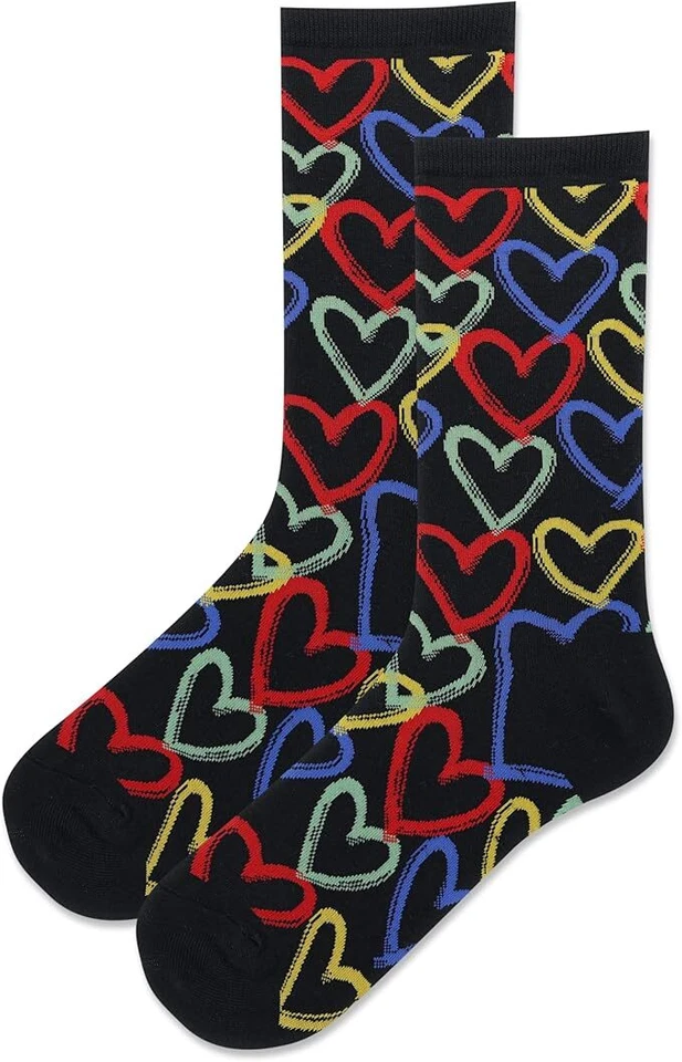 Hotsox Women's Graffiti Hearts Socks 1 Pair, Black, Women's 9-11 Shoe - Image 1 of 1