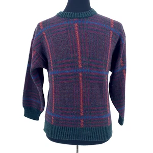 Suéter de Lana Mark Shale Vintage Para Hombres Púrpura Verde Ventana Tejido Talla M Usado en Excelente Condición - Imagen 1 de 6