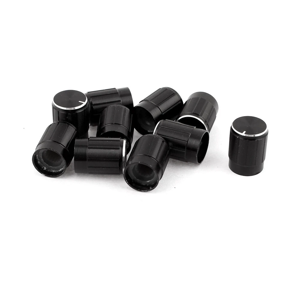 10 x schwarz silber Potentiometer drehbar Kontroller Knopf Kappe 6mm OD Loch de - Bild 1 von 1