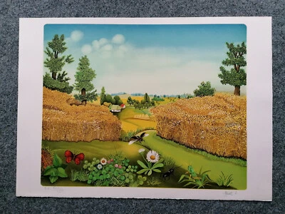 Ivan Stefanek Farbserigraphie "Sommer im Feld" signiert + nummeriert XXX / XXXV - Bild 1 von 3