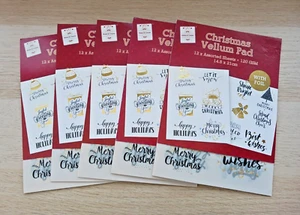 5 x Christmas Vellum Pads with Foil - 12 Assorted Sheets per pack - 120gsm - Picture 1 of 2