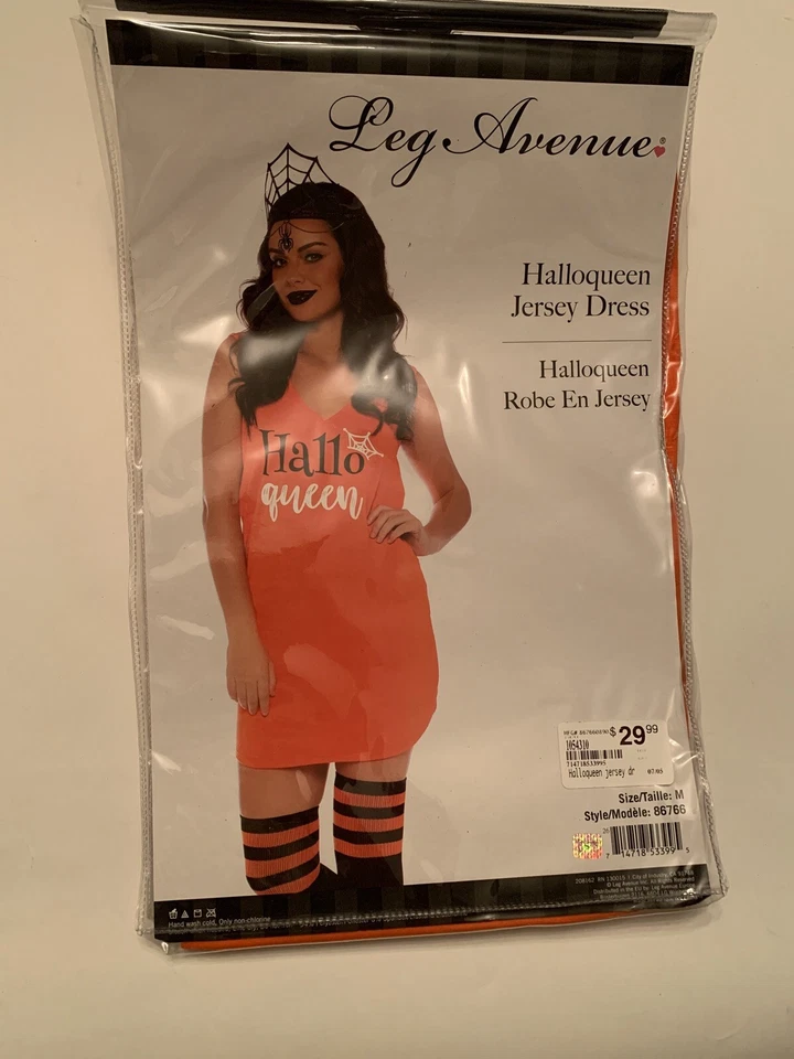 Womens Hallo Queen Adult Halloween Costume Jersey Dress Medium E13f