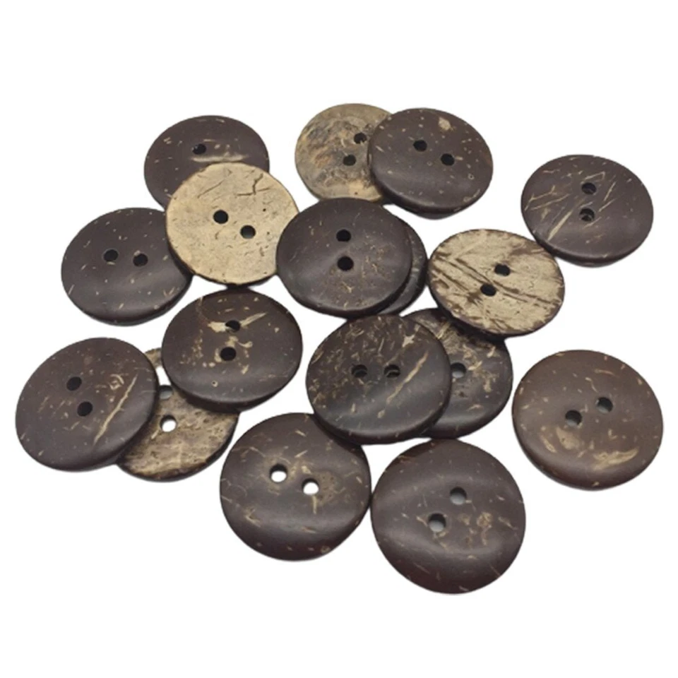 100pcs 2 Holes Clothing Buttons Coconut Shell Round Wooden 13-25mm Sewing - Image 1 of 1