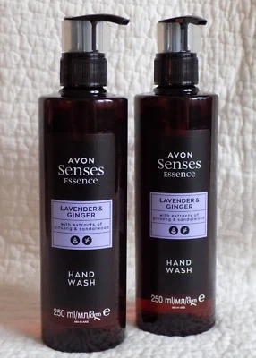 AVON 2 x SENSES ESSENCE LAVENDER & GINGER HAND WASHES ~ 250ml each   *NEW* - Image 1 of 4