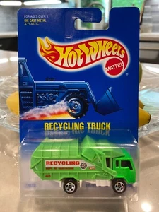 1991 Hot Wheels Blu/Bianco Card #143 Recycling Truck Verde W / Cromo 5 - Foto 1 di 1