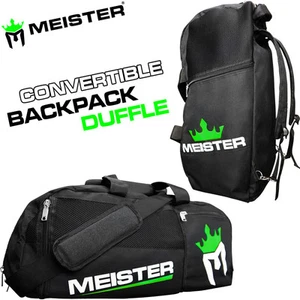 MEISTER CONVERTIBLE BACKPACK / GYM BAG - Black Sports MMA Duffle CARRY-ALL LARGE - Picture 1 of 5