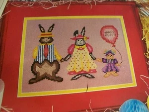 Happy Easter Bunny Family OOP Magazine Cross Stitch PATTERN (A) - Picture 1 of 1