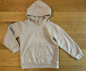 Adidas Kids' Hoodie with Logo and Front Pocket Size 7 Beige - Picture 1 of 5
