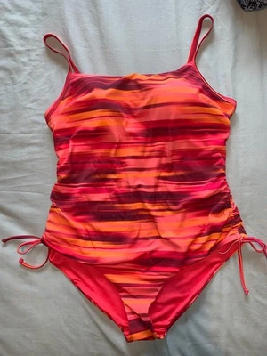 F&F Swimsuit Tie Dye Ruched Sides Non-Wired Optional Padded 22 Pink Mix BNWT - Image 1 of 4