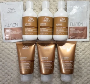 Wella Ulimate Smooth HUGE NEW LOT Shampoo Conditioner Fusion Mask 8pcs - Picture 1 of 8