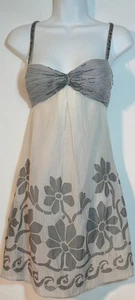 Vestido Yoana Baraschi Bordado con Cuentas 4 Boho Gris Acolchado Imperio Corpiño Correas - Imagen 1 de 3