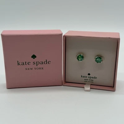 Kate Spade New York Round Stud Earrings, Green/Gold - New W/ Tag - Image 1 of 4