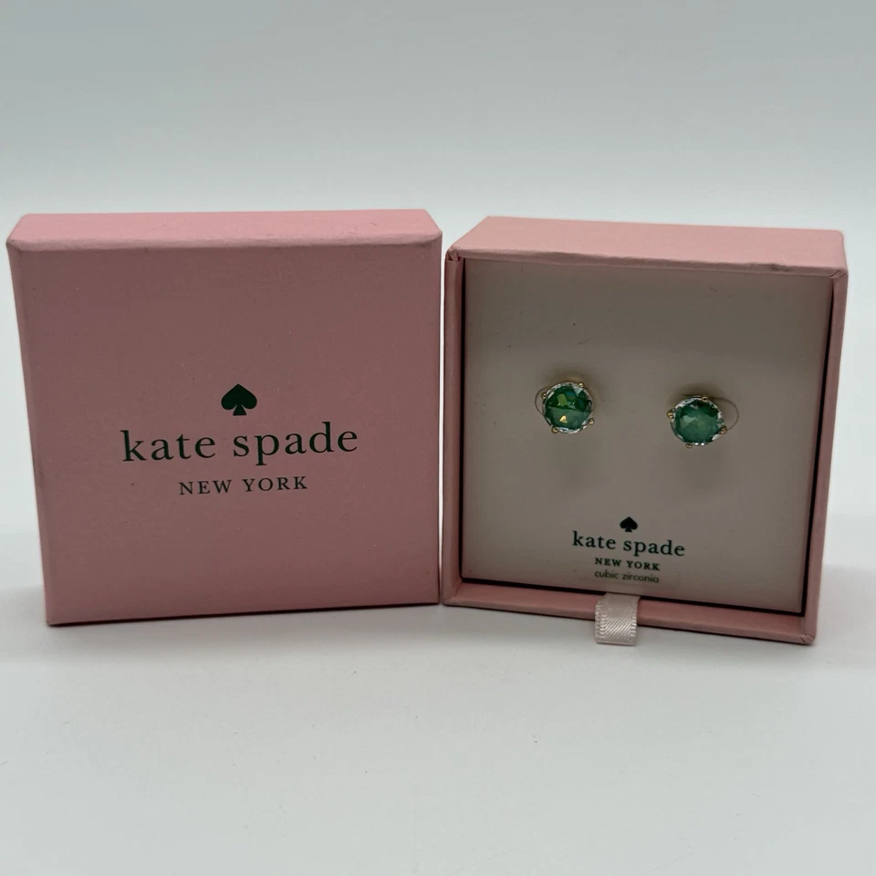 Aretes redondos Kate Spade New York, verde/oro - nuevos con etiqueta Foto 1 de 4