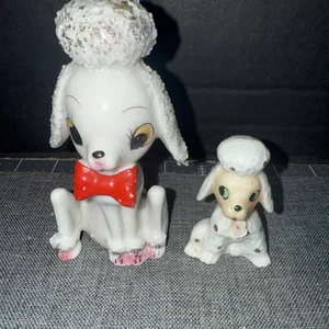 Vintage anthropomorphe Hunde Pudel Figuren strukturiert Japan Kitsch - Bild 1 von 2