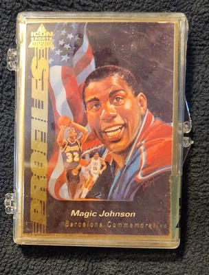 Conjunto conmemorativo de los Juegos Olímpicos de Barcelona 1993 Icon Sports Magic Johnson 1992 Foto 1 de 3