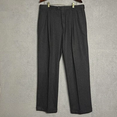 Pantalones Chaps Ralph Lauren Plisados Puños Lana Carbón Para Hombre Talla 38x32 Pesados Foto 1 de 4