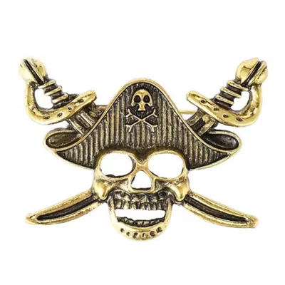 Halloween Pirata Calavera Broche Prendedor Gótico Sombrero Espadas Cruzadas Disfraz Joyería Regalo Foto 1 de 4