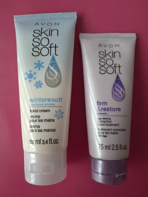 Crema de manos Avon Skin So Soft Wintersoft 3.4 y tratamiento de manos restaurador firme 2.5 Foto 1 de 2
