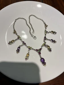 WOW Nicky Butler Sterling Silver & Gemstone Necklace Amethyst Tourmaline Citrine - Picture 1 of 12