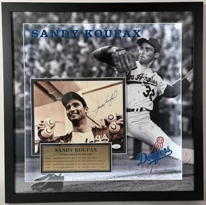 Sandy Koufax Autographed 8x10 w/ 4 Career No Hitters plaque in LED Shadowbox JSA - Picture 1 of 4