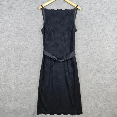 Isaac Mizrahi for Target 女式黑色蕾丝连衣裙无袖腰带尼龙 8 码 — 第 1/4 张图片