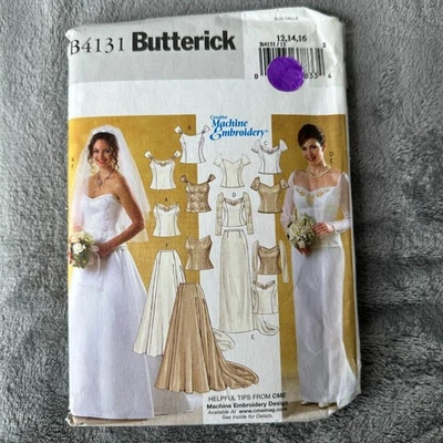 Butterick B4131 Bridal Wedding Dress Sewing Pattern Size 12 14 16 Lace Top Skirt - Image 1 of 4