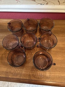 Fortecrisa geripptes Glas 8 Tassen mit Henkeln lila Vintage Glas - Bild 1 von 3