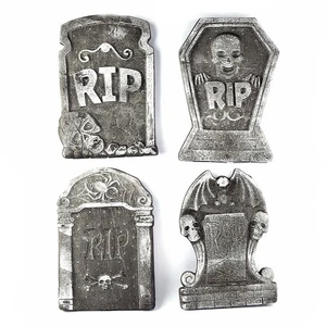 4 x Tombstones 36cm Gravestone Halloween Decoration Graveyard Polystyrene Prop - Picture 1 of 9