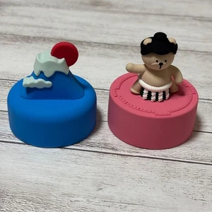 Starbucks Coffee Japan Stainless Steel Bottle Cap Mount Fuji Sumo Bear set of 2 - Picture 1 of 24