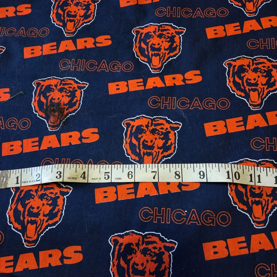 NFL Cotton Broadcloth Chicago Bears Orange/Navy fabric 1.5+ yards - Image 1 of 1