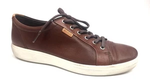 Ecco Soft 7 Mens Leather Lace Up Sneaker Size US 11-11.5 EU 45 Cognac Brown Nice - Picture 1 of 9