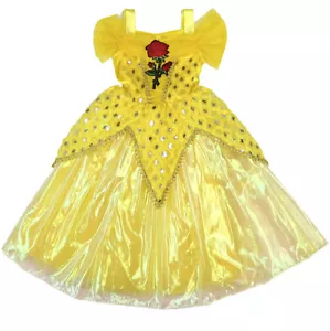 La Bella La Bestia Vestito Carnevale Maschera Belle Cosplay Child Dress BEAB06 E - Foto 1 di 16
