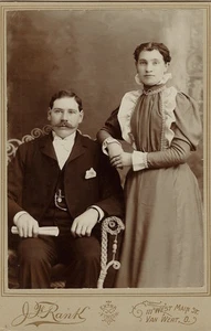 PROUD COUPLE AND A DIPLOMA IN VAN WERT, OHIO   (CABINET CARD) - Picture 1 of 2