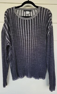 Peruvian Connection Mens Size XL Knit Sweater Pima Cotton Gray Stripe - Image 1 of 4