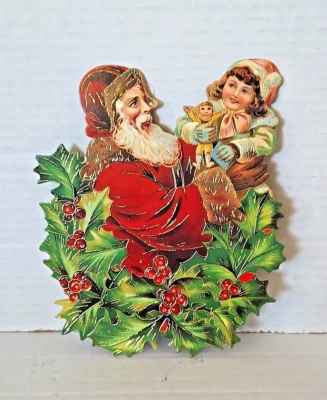 B. Shackman & Co. Enfeite de Natal de Papai Noel 1993 papelão diecut dupla face 8" - Imagem 1 de 4